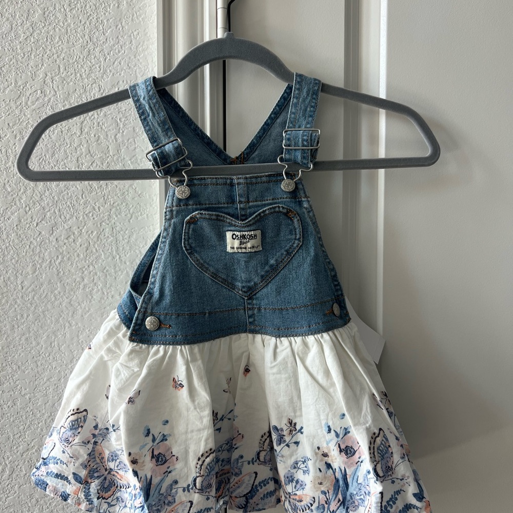 OshKosh B'gosh Denim and White Floral Kids Dress